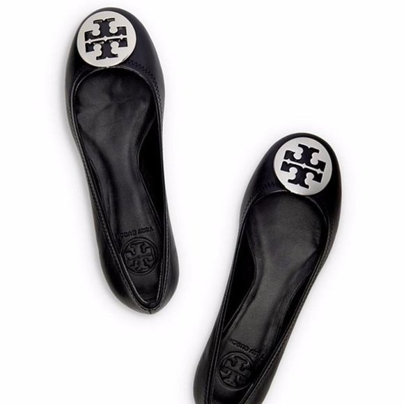 Tory Burch Shoes - Tory Burch Reva Flats Classic Black and Silver